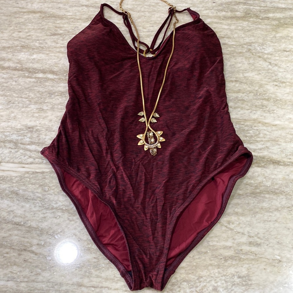 La Blanca burgundy strapy braided back swimsuit